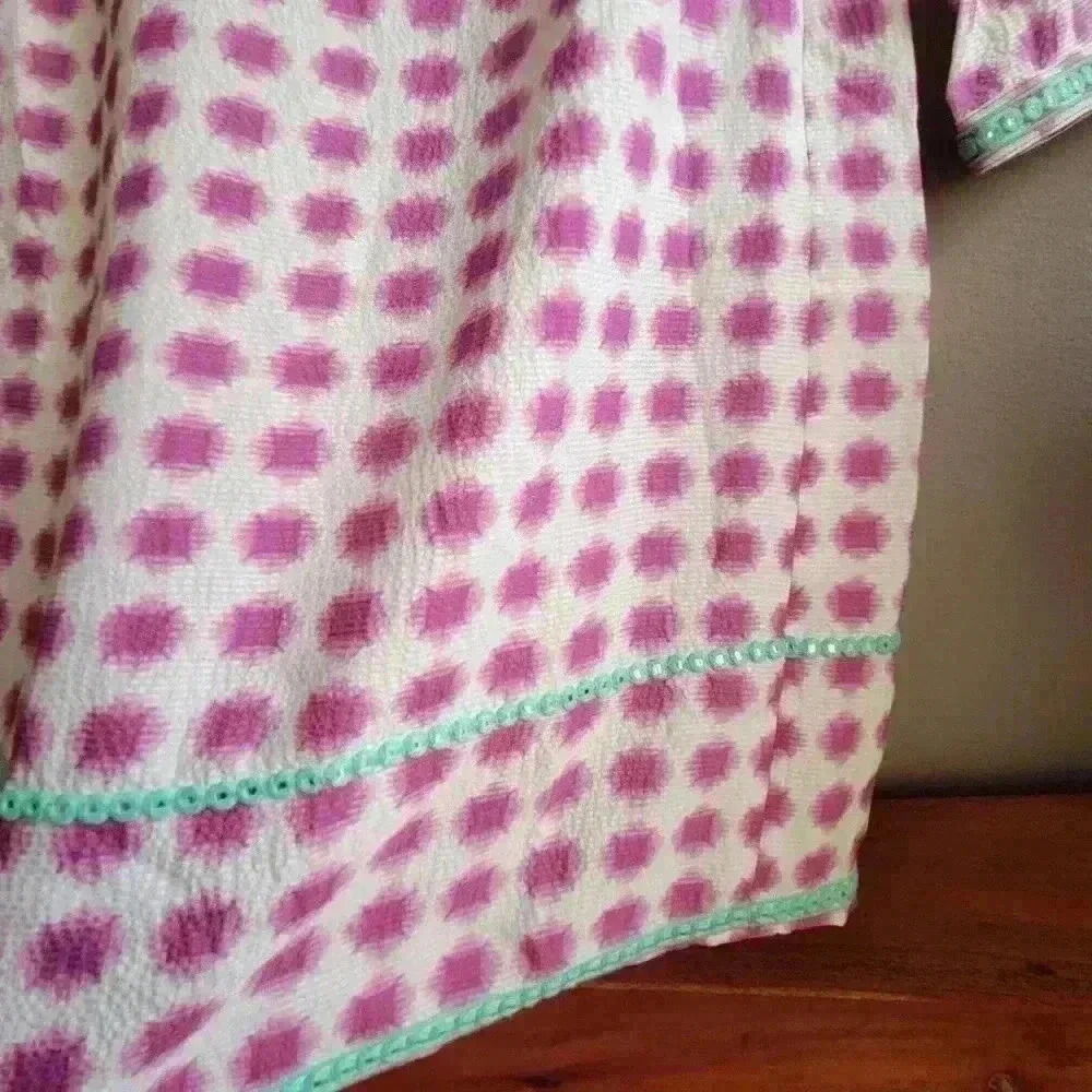 Vineyard Vines Pink Polka Dots Tie Dye Patterned Shift Women's Dress Size 0 Silk - Picture 7 of 11